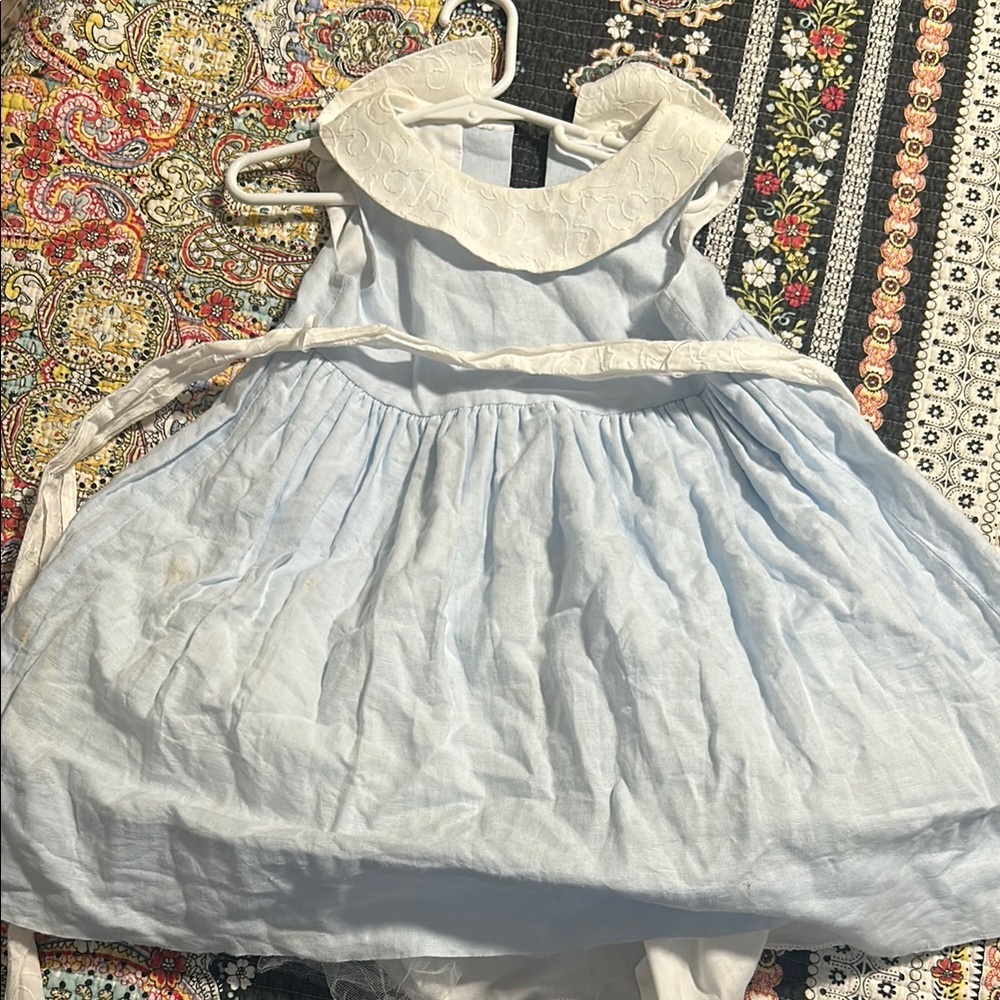 Light Blue Sleeveless Kids Dress. Lightly stained from toddler wear.
